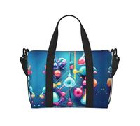 Bolsa de gimnasio con impresión 3D de ciencia y química abstracta para mujer, bolsa de viaje para fin de semana, bolsa de lona para artículos personales, Negro -, Talla única