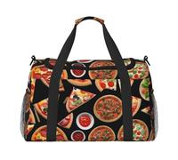 Bolsa de gimnasio con impresión 3D de pizza, bolsa de transporte de mano plegable para actividades al aire libre