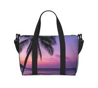 Bolsa de gimnasio con lentejuelas doradas brillantes para hombres y mujeres, bolsa de viaje con compartimento para zapatos, bolsas de entrenamiento, Palmera púrpura sol, Talla única, Bolsa de viaje