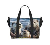 Bolsa de gimnasio con lentejuelas doradas brillantes para hombres y mujeres, bolsa de viaje con compartimento para zapatos, bolsas de entrenamiento, Nutria marina, Talla única, Bolsa de viaje