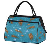 Bolsa de gimnasio con nutria de animales marinos para hombres y mujeres, lindas nutrias, bolsa de lona impermeable para fin de semana, bolsa ligera para equipaje de mano