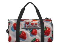 Bolsa de gimnasio con patrón de fresa de vaca blanca para hombres y mujeres, bolsa de lona grande para viajes y entrenamiento