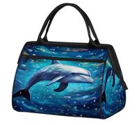 Bolsa de gimnasio con pintura de delfín subacuático para mujeres y hombres, bolsa de lona deportiva de viaje con funda para carrito, bolsa de gimnasio impermeable para fin de semana, bolsa de