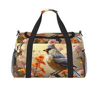 Bolsa de gimnasio con pintura de girasoles para hombres y mujeres, bolsa de noche con compartimento para zapatos, bolsas de viaje y entrenamiento, Los pájaros gorrión cantan, Talla única, Bolsa de