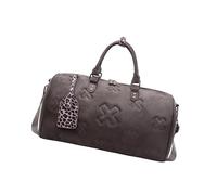 Bolsa de gimnasio de gran capacidad, bolsa de viaje simple de piel sintética, cruzada, para fines de semana, fin de semana, gimnasio, para adultos, Gray, Mass Beauty