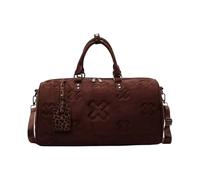 Bolsa de gimnasio de gran capacidad, bolsa de viaje simple de piel sintética, cruzada, para fines de semana, fin de semana, gimnasio, para adultos, Color café, Mass Beauty