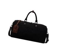 Bolsa de gimnasio de gran capacidad, bolsa de viaje simple de piel sintética, cruzada, para fines de semana, fin de semana, gimnasio, para adultos, Black, Mass Beauty
