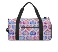 Bolsa de gimnasio divertida con diseño de mosaico con mandalas y corazón, con compartimento para zapatos, bolsa de viaje para fin de semana, bolsa de yoga