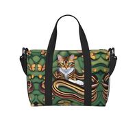 Bolsa de gimnasio estampada con la historia de la serpiente y el gato, bolsa cruzada de viaje de fin de semana, adecuada para viajes de negocios