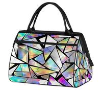Bolsa de gimnasio geométrica abstracta para hombres y mujeres, diseño geométrico de triángulo arcoíris, bolsa de viaje para deportes, bolsa de lona impermeable para fin de semana, bolsa de viaje
