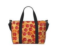 Bolsa de gimnasio grande 3D Pizza Pepperoni de 16 pulgadas, ligera, bolsa de lona para viajes, deportes, bolsa de hospital para mamá, Black, Talla única