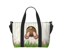 Bolsa de gimnasio grande con agujero de madera de conejo de Pascua, 16 pulgadas, ligera, bolsa de lona para viajes, deportes, bolsa de hospital para mamá, Black, Talla única