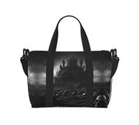 Bolsa de gimnasio grande con calaveras blancas y negras, 16 pulgadas, ligera, para viajes, deportes, bolsa de hospital para mamá, Black, Talla única