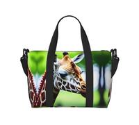 Bolsa de gimnasio grande con diseño de jirafa de dibujos animados de 16 pulgadas, ligera, bolsa de lona para viajes, deportes, bolsa de hospital para mamá, Black, Talla única