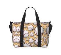 Bolsa de gimnasio grande con diseño de pelota de sóftbol con patrón de béisbol, bolsa de lona ligera de 16 pulgadas, bolsa de lona para viajes, deportes, bolsa de hospital para mamá, Black, Talla