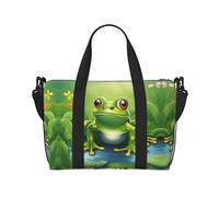 Bolsa de gimnasio grande con diseño de rana de dibujos animados de 16 pulgadas, ligera, bolsa de lona para viajes, deportes, bolsa de hospital para mamá, Black, Talla única