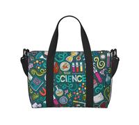 Bolsa de gimnasio grande con temática de ciencia de dibujos animados, 16 pulgadas, ligera, bolsa de lona para viajes, deportes, bolsa de hospital para mamá, Black, Talla única