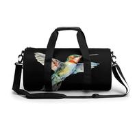 Bolsa de gimnasio grande y divertida con diseño de colibrí de acuarela, novedosa, ligera, deportiva, bolsa de viaje, bolsa de equipaje de mano, 17.5 x 9 x 9 pulgadas