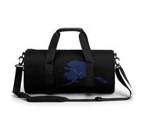 Bolsa de gimnasio grande y divertida con la bandera del mapa de Alaska, novedosa, ligera, deportiva, bolsa de viaje, equipaje de mano, 17.5 x 9 x 9 pulgadas