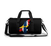 Bolsa de gimnasio grande y divertida con mapa de la bandera de Suecia Noruega, novedosa, ligera, deportiva, bolsa de viaje, bolsa de equipaje de mano, 44 x 22 x 22 cm