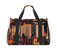 Bolsa de gimnasio Hipopótamo para hombres y mujeres, bolsa de noche con compartimento para zapatos, bolsas de viaje y entrenamiento, Guitarra eléctrica genial, Talla única, Bolsa de viaje