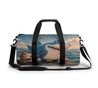 Bolsa de Gimnasio Ligera con Estampado de tiburón y Oso Leviatán para Hombre y Mujer, Ideal para Viajes y Deportes.