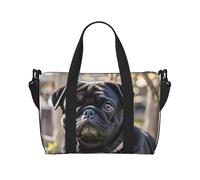 Bolsa de gimnasio para amantes de los perros pastores alemanes, bolsa de viaje para hombres y mujeres, bolsa de viaje con compartimento para zapatos, bolsas de entrenamiento, Lindo perro carlino negro