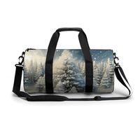 Bolsa de gimnasio para hombres y mujeres, con imagen de zorro, bolsa de noche con compartimento, bolsa de gimnasio Sackpac, Snow Wonderland Pine Tree Christmas, 17.7in/9in/9in