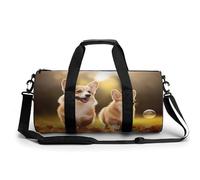 Bolsa de gimnasio para hombres y mujeres, lindo perro corgi impreso con compartimento para zapatos y húmedos, bolsa de lona para viajes, deportes, fitness y entrenamiento