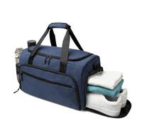Bolsa de gimnasio para hombres y mujeres, pequeña bolsa de deporte con bolsillo húmedo y compartimento para zapatos, resistente al agua, bolsa de lona para fin de semana, Azul, Talla única, Bolsa de