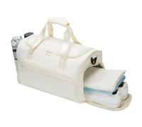Bolsa de gimnasio para hombres y mujeres, pequeña bolsa de deporte con bolsillo húmedo y compartimento para zapatos, resistente al agua, bolsa de lona para fin de semana, Beige, Talla única, Bolsa de