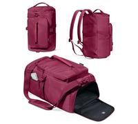 Bolsa de gimnasio para mujer, mochila de gimnasio con compartimento para zapatos, bolsa de lona deportiva, múltiples bolsillos, 30 L, Rosa Rojo