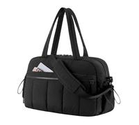 Bolsa de gimnasio para mujer, portátil, para estudiantes, viajes, viajes, bolsa cruzada de gran capacidad con bolsillos laterales, equipaje de mano para aeropuerto, Black, Mass Beauty