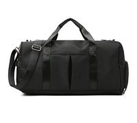 Bolsa de gimnasio pequeña para mujeres y hombres, bolsa de entrenamiento para deportes y escapadas de fin de semana, bolsa de lona impermeable con compartimentos para zapatos y ropa húmeda, negro