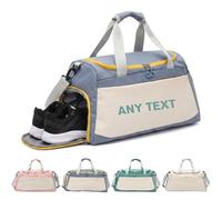 Bolsa de Gimnasio Personalizada - Bolsa de Lona Oxford con Impresión de Texto Personalizada y Compartimento para Zapatos, Bolsa Deportiva con Nombre, Hombres y Mujeres (Azul)