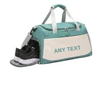 Bolsa de Gimnasio Personalizada - Bolsa de Lona Oxford con Impresión de Texto Personalizada y Compartimento para Zapatos, Bolsa Deportiva con Nombre, Hombres y Mujeres (Verde)