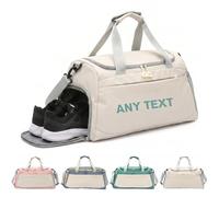 Bolsa de Gimnasio Personalizada - Bolsa de Lona Oxford con Impresión de Texto Personalizada y Compartimento para Zapatos, Bolsa Deportiva con Nombre, Hombres y Mujeres (Blanco)