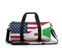 Bolsa de gimnasio portátil con bandera de Estados Unidos y Burundi para mujeres y hombres, bolsa de viaje para deportes, bolsa de gimnasio divertida bolsa de yoga