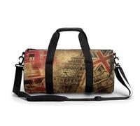 Bolsa de gimnasio portátil con iconos vintage de Londres para mujeres y hombres, bolsa de viaje para deportes, bolsa de gimnasio divertida bolsa de yoga
