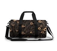 Bolsa de gimnasio portátil con plumas de pavo real doradas y negras para mujeres y hombres, bolsa de viaje para deportes, bolsa de gimnasio divertida bolsa de yoga