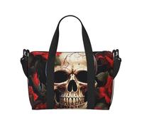 Bolsa de gimnasio Stream Stones para hombres y mujeres, bolsa de viaje con compartimento para zapatos, bolsas de entrenamiento, Calavera rosa roja, Talla única, Bolsa de viaje
