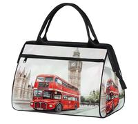 Bolsa de gimnasio vintage británica con patrón del Big Ben de Londres, para hombres y mujeres, bolsa de viaje para deportes, impermeable, bolsa de fin de semana, bolsa de equipaje ligera