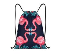 Bolsa De Gimnasiobolsas De Gimnasia para Viaje Senderismo Al Aire Libre 36X42Cm Ligera Fácil De Doblar Bolsa con Cordón Patrón del Paraíso De Los Flamencos