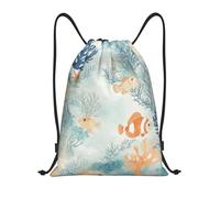 Bolsa De Gimnasiodeporte Mochila para Senderismo Almacenamiento Mujeres 36X42Cm Fácil De Doblar Ligera Bolsa con Cordón Peces Tropicales, Corales Submarinos del Océano Y del Mar