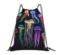 Bolsa De Gimnasiomochila Cuerdas para Hombres Almacenamiento Vacaciones 36X42Cm Fácil De Doblar Ligera Bolsa con Cordón Medusas del Océano
