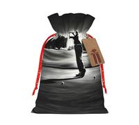 Bolsa de golf en blanco y negro, 1 unidad, de material duradero, de 8.3 x 11.8 pulgadas, con cordón para regalo elegante de Halloween