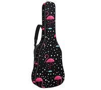Bolsa de guitarra acústica de 42 pulgadas con mochila acolchada gruesa a prueba de golpes para guitarra clásica Bass Folk Pink Flamingo Triángulo Patrón