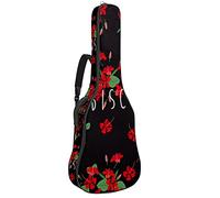 Bolsa de guitarra acústica de 42 pulgadas con mochila acolchada gruesa a prueba de golpes para guitarra clásica Bass Folk Tropical Hibiscus Floral
