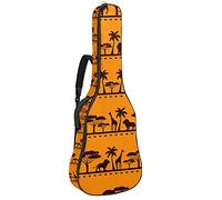 Bolsa de guitarra acústica de 42 pulgadas con mochila acolchada gruesa a prueba de golpes para guitarra clásica de África y animales salvajes