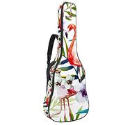 Bolsa de guitarra acústica de 42 pulgadas con mochila acolchada gruesa a prueba de golpes para guitarra clásica Bass Folk White Leaf Flamingo
